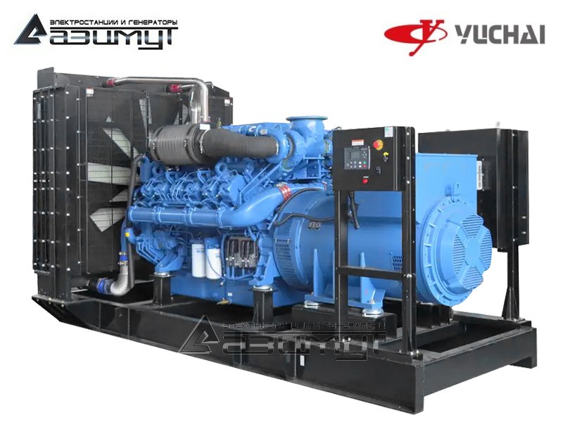 Дизельный генератор АД-1000С-Т400-1РМ26A Yuchai мощностью 1000 кВт открытого исполнения