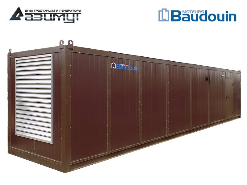 Дизель генератор АД-1400С-Т400-2РНМ9 Baudouin Moteurs мощностью 1400 кВт в контейнере с автозапуском (АВР)