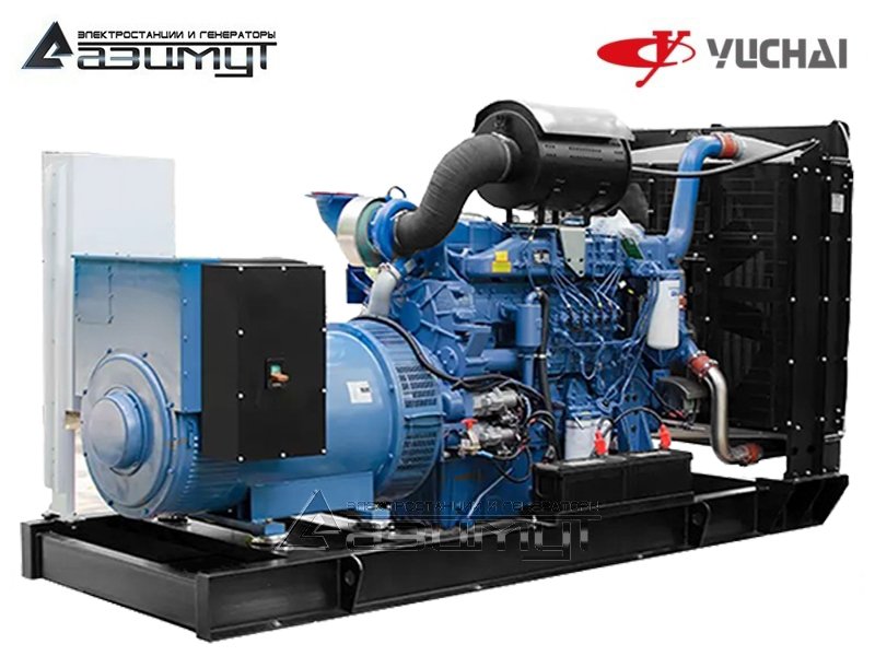 Дизельный генератор АД-400С-Т400-2РМ26А Yuchai мощностью 400 кВт открытого исполнения с автозапуском (АВР)